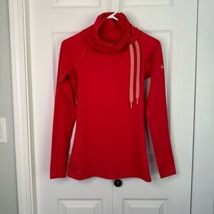 Nike Pro Dri Fit Red funnel neck‎ pull over Athletic Top size small